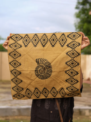 Boho Tribal Print Cotton Bandana with Spiral Motif