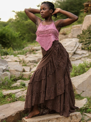 Boho Gypsy Wrap Skirt  Khadi Cotton Layered Festival Wear