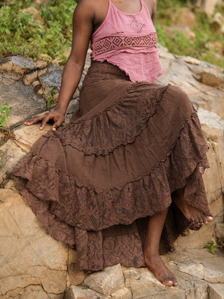 Boho Gypsy Wrap Skirt  Khadi Cotton Layered Festival Wear