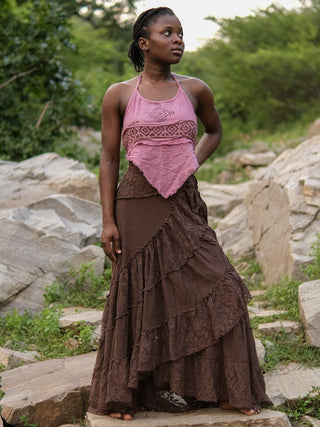 Boho Gypsy Wrap Skirt  Khadi Cotton Layered Festival Wear