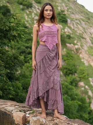 Boho Gypsy Wrap Skirt  Khadi Cotton Layered Festival Wear