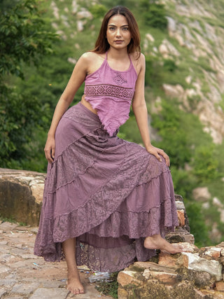 Boho Gypsy Wrap Skirt  Khadi Cotton Layered Festival Wear