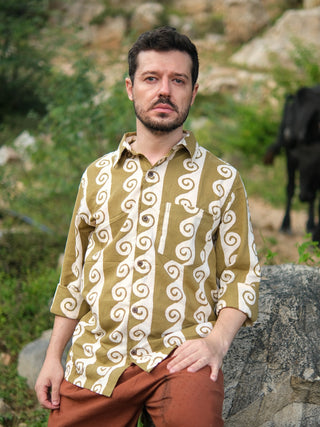 Varen Shirt Spiral Handblock Cotton Shirt