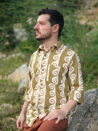 Varen Shirt Spiral Handblock Cotton Shirt