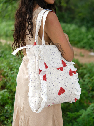 Boho Ruffled Tote Bag
