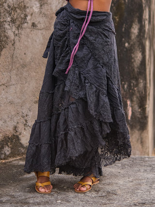 Boho Gypsy Wrap Skirt  Khadi Cotton Layered Festival Wear