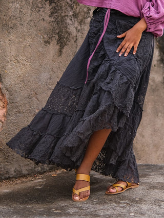 Boho Gypsy Wrap Skirt  Khadi Cotton Layered Festival Wear