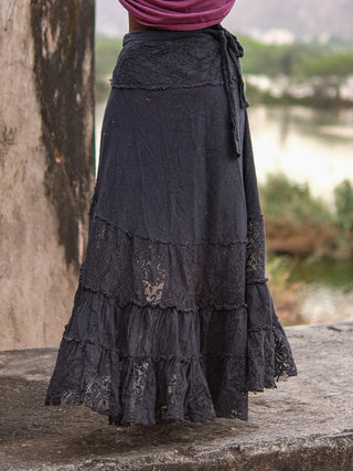 Boho Gypsy Wrap Skirt  Khadi Cotton Layered Festival Wear