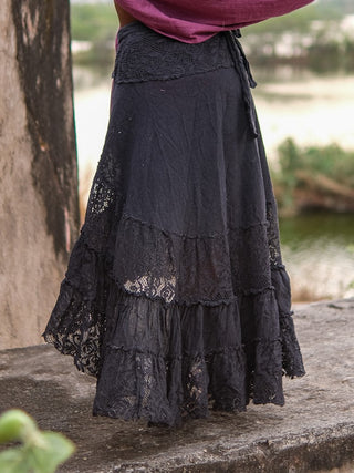 Boho Gypsy Wrap Skirt  Khadi Cotton Layered Festival Wear