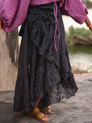 Boho Gypsy Wrap Skirt  Khadi Cotton Layered Festival Wear