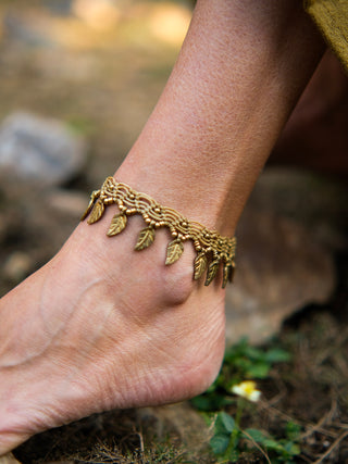 Tribal Leaf Charm Anklet