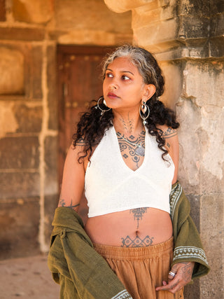 Ira Handwoven Halter Crop Top