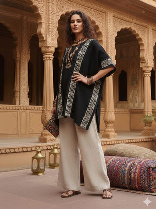 Aarini Boho Tribal Border Poncho