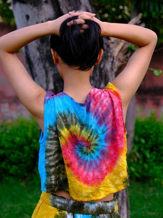 Rainbow tie - dye crop top - Crystal Heal